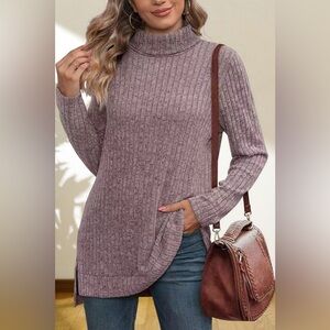 Gentle Slope High Low Thick Turtleneck Sweater